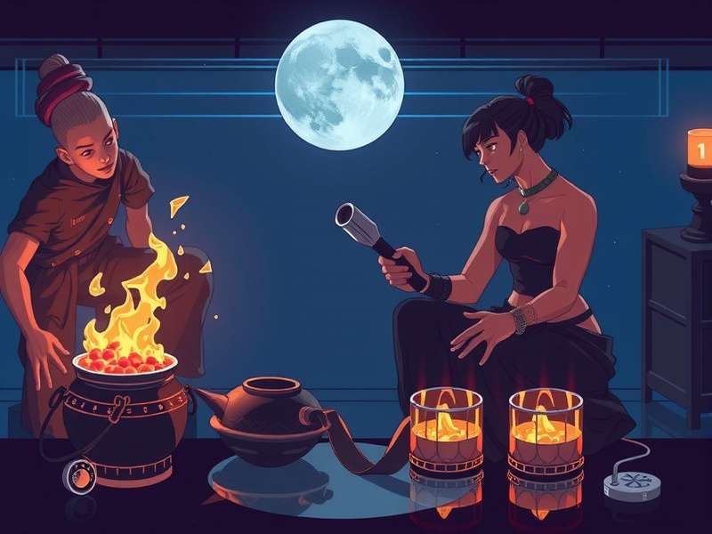 Professional blackjack table with chips and cards