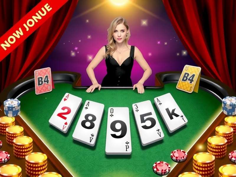 Professional blackjack table with cards and chips